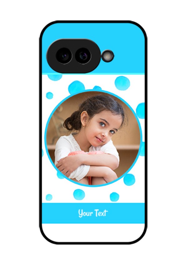 Pixel 9A 5G Custom Glass Phone Case - Blue Bubbles Pattern Design