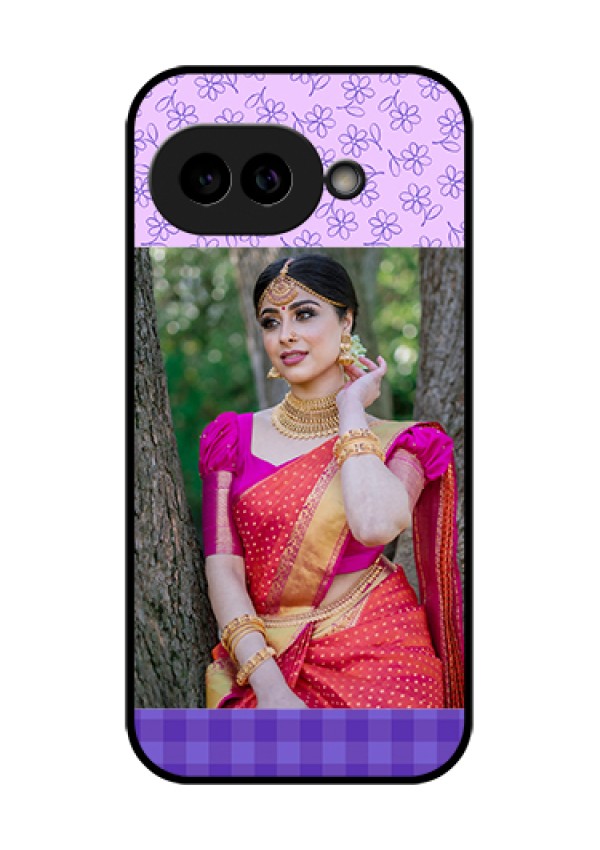 Pixel 9A 5G Custom Glass Phone Case - Purple Floral Design