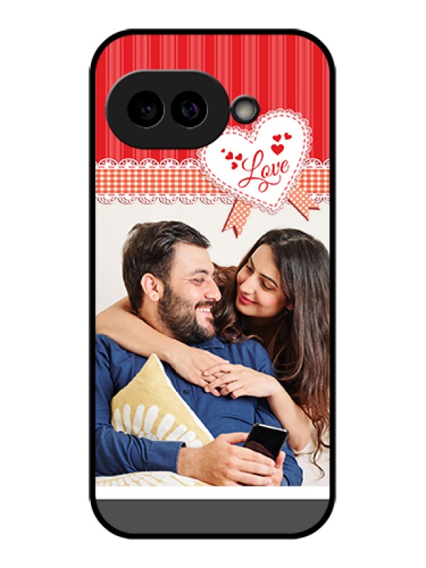 Custom Pixel 9A 5G Custom Glass Phone Case - Red Love Pattern Design