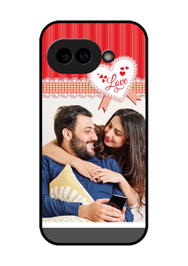 Pixel 9A 5G Custom Glass Phone Case - Red Love Pattern Design