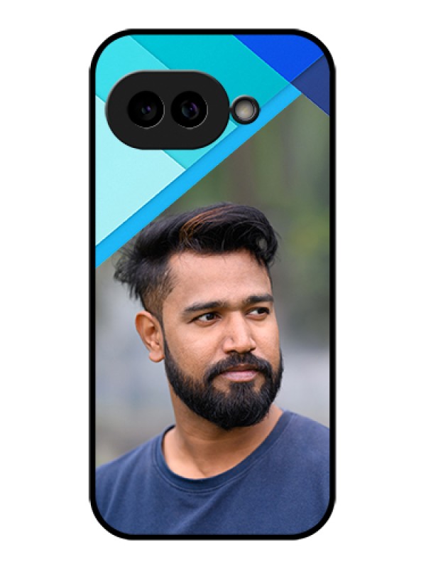 Custom Pixel 9A 5G Custom Glass Phone Case - Blue Pattern Design