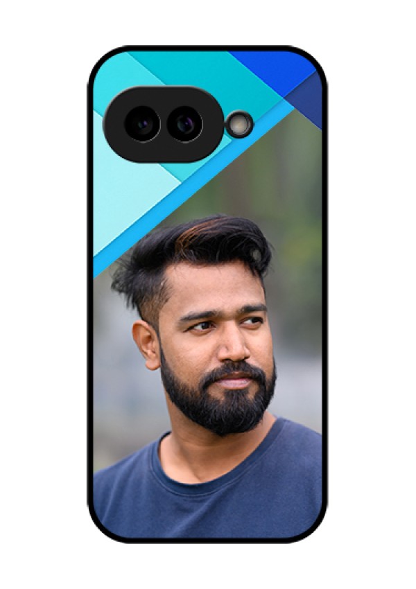 Pixel 9A 5G Custom Glass Phone Case - Blue Pattern Design