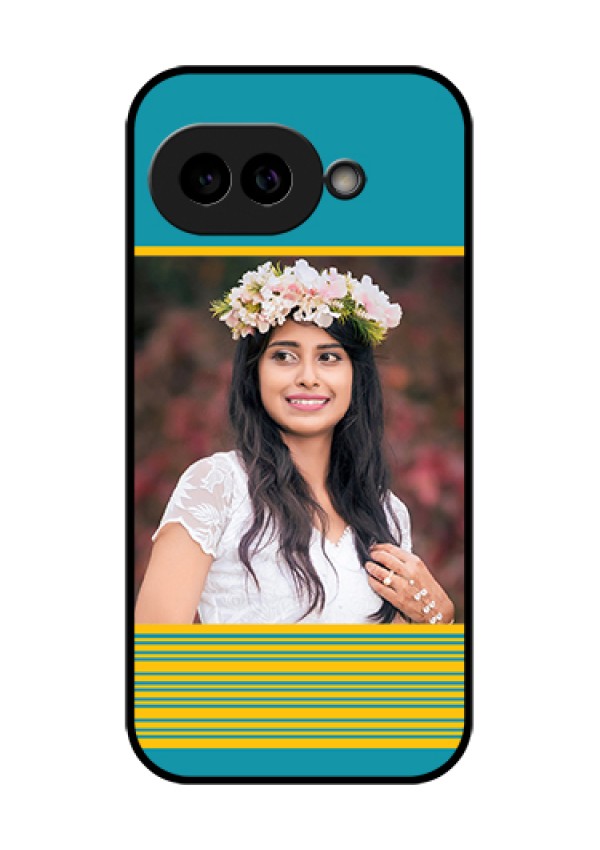 Pixel 9A 5G Custom Glass Phone Case - Yellow & Blue Design