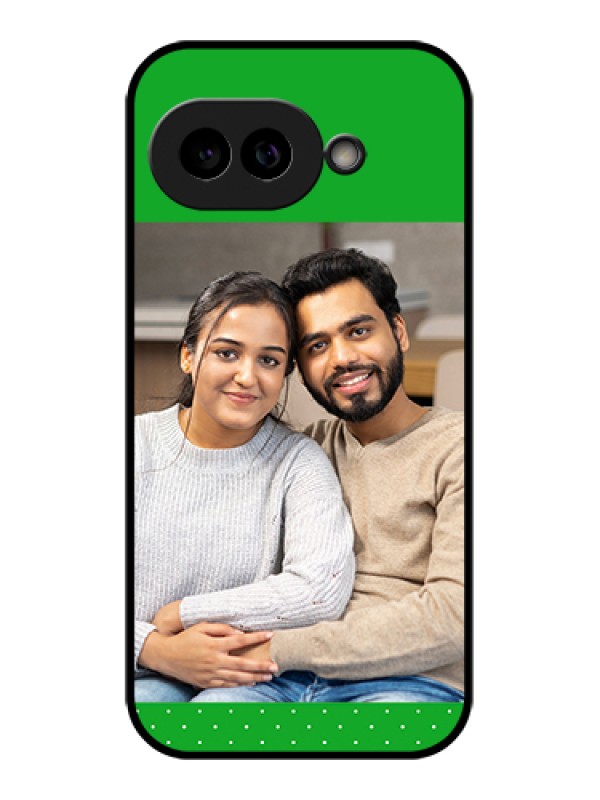 Custom Pixel 9A 5G Custom Glass Phone Case - Green Pattern Design