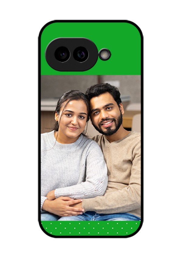 Pixel 9A 5G Custom Glass Phone Case - Green Pattern Design