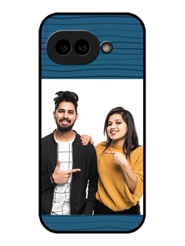 Custom Pixel 9A 5G Custom Glass Phone Case - Blue Pattern Cover Design