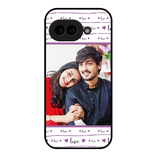 Pixel 9A 5G Custom Glass Phone Case - Couples Heart Design