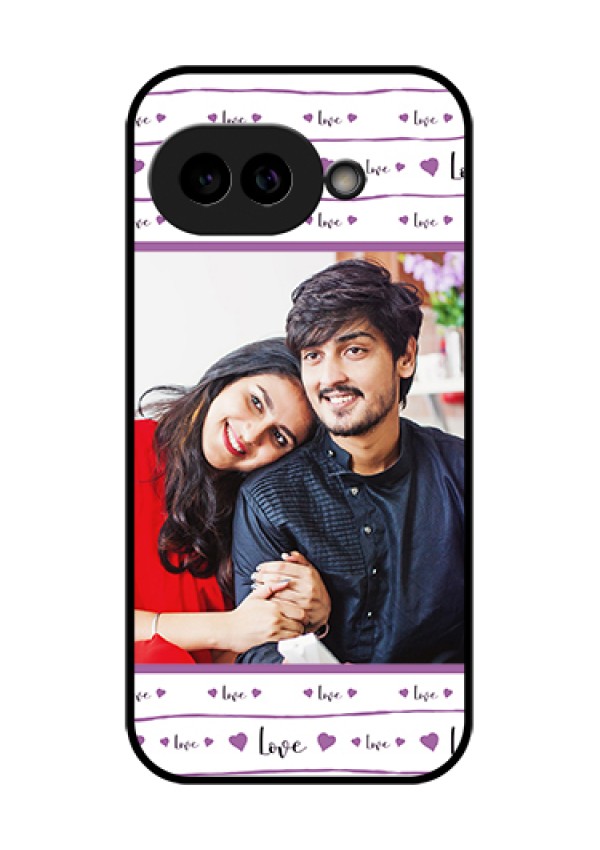 Pixel 9A 5G Custom Glass Phone Case - Couples Heart Design