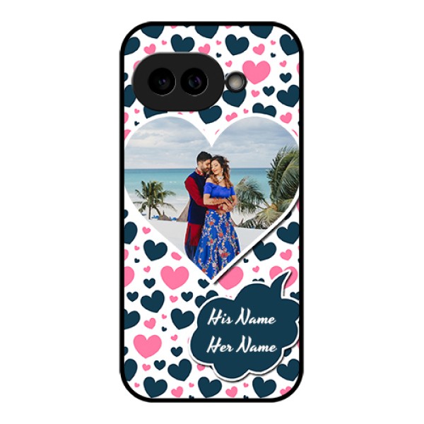 Pixel 9A 5G Custom Glass Phone Case - Pink & Blue Heart Design