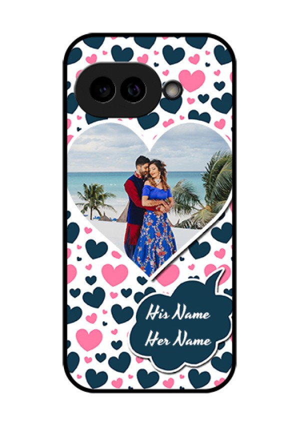 Pixel 9A 5G Custom Glass Phone Case - Pink & Blue Heart Design
