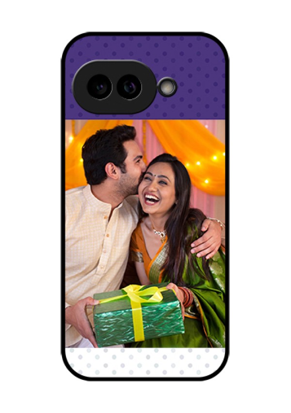 Pixel 9A 5G Custom Glass Phone Case - Violet Colored Pattern Design