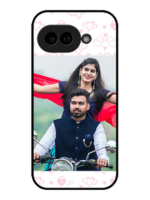 Custom Pixel 9A 5G Custom Glass Phone Case - Pink Flying Heart Design