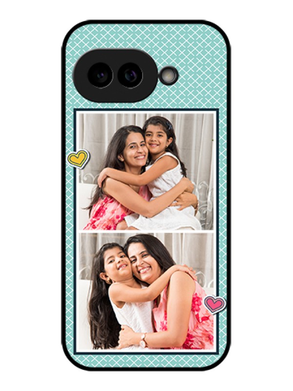 Custom Pixel 9A 5G Custom Glass Phone Case - 2 Image Holder With Pattern Design