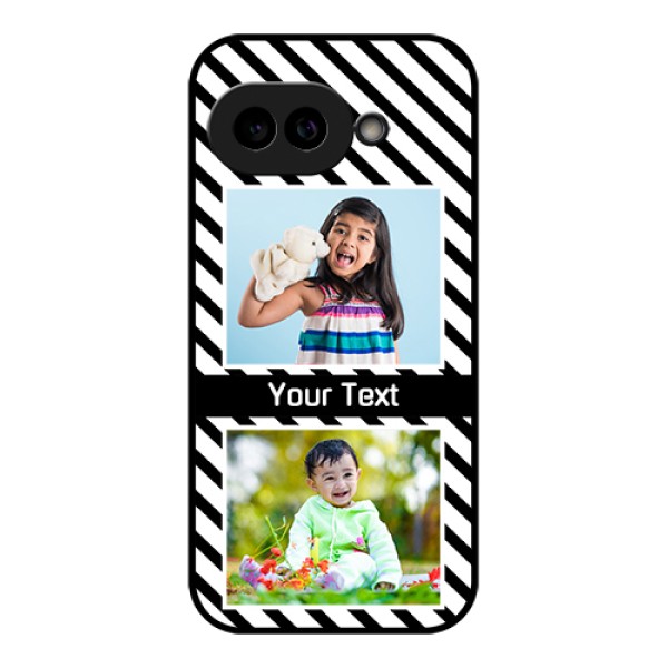 Pixel 9A 5G Custom Glass Phone Case - Black And White Stripes Design