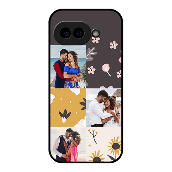 Pixel 9A 5G Custom Glass Phone Case - 3 Images With Floral Design