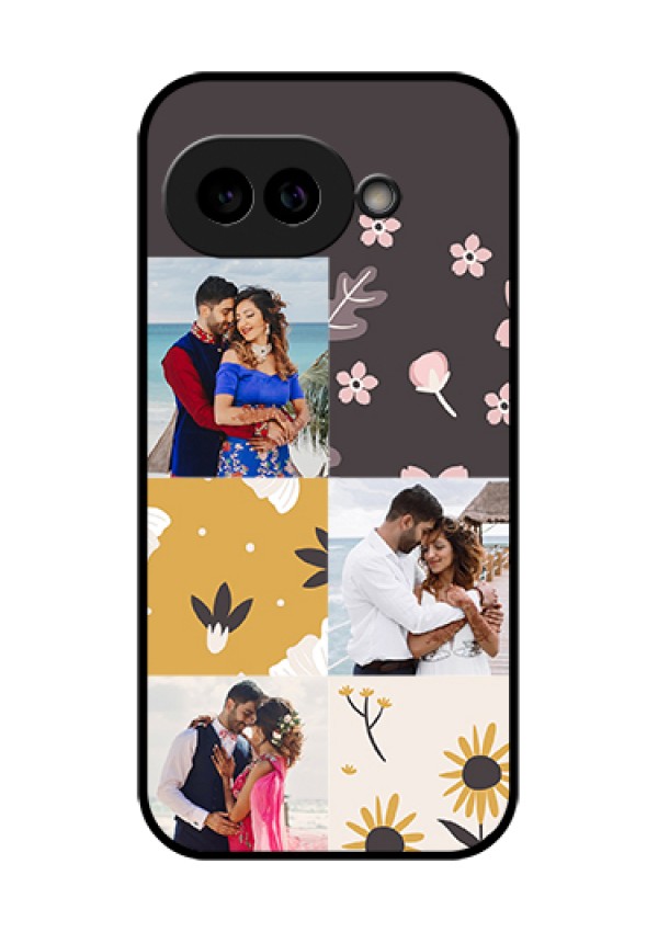 Pixel 9A 5G Custom Glass Phone Case - 3 Images With Floral Design