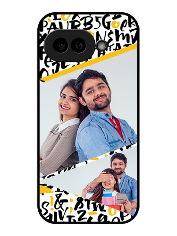 Custom Pixel 9A 5G Custom Glass Phone Case - Letters Pattern Design