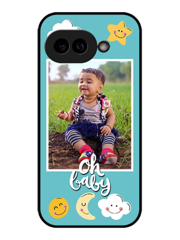 Custom Pixel 9A 5G Custom Glass Phone Case - Smiley Kids Stars Design