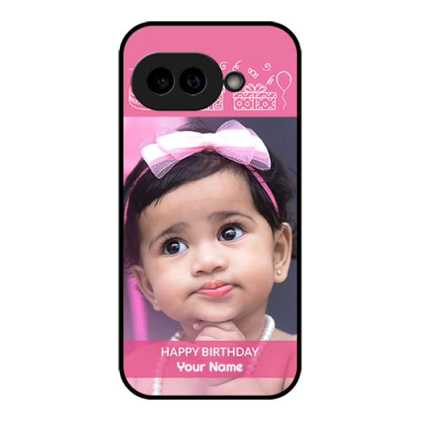 Pixel 9A 5G Custom Glass Phone Case - With Birthday Line Art Design