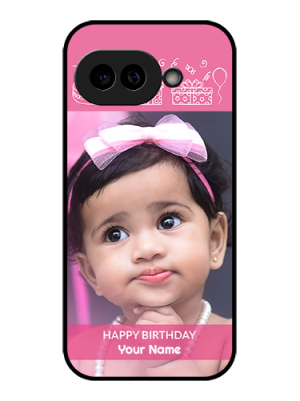 Custom Pixel 9A 5G Custom Glass Phone Case - With Birthday Line Art Design
