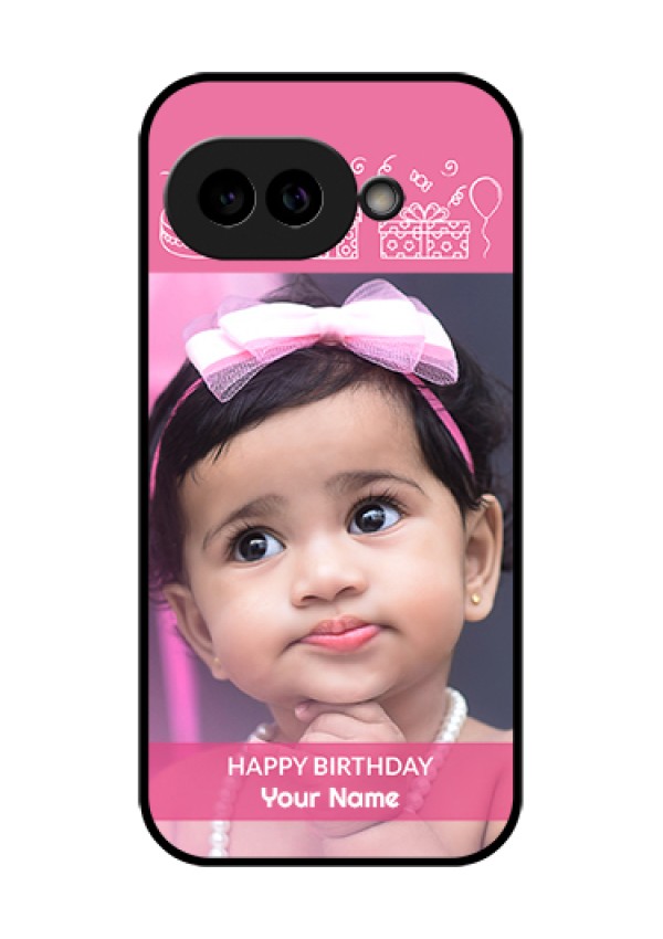 Pixel 9A 5G Custom Glass Phone Case - With Birthday Line Art Design