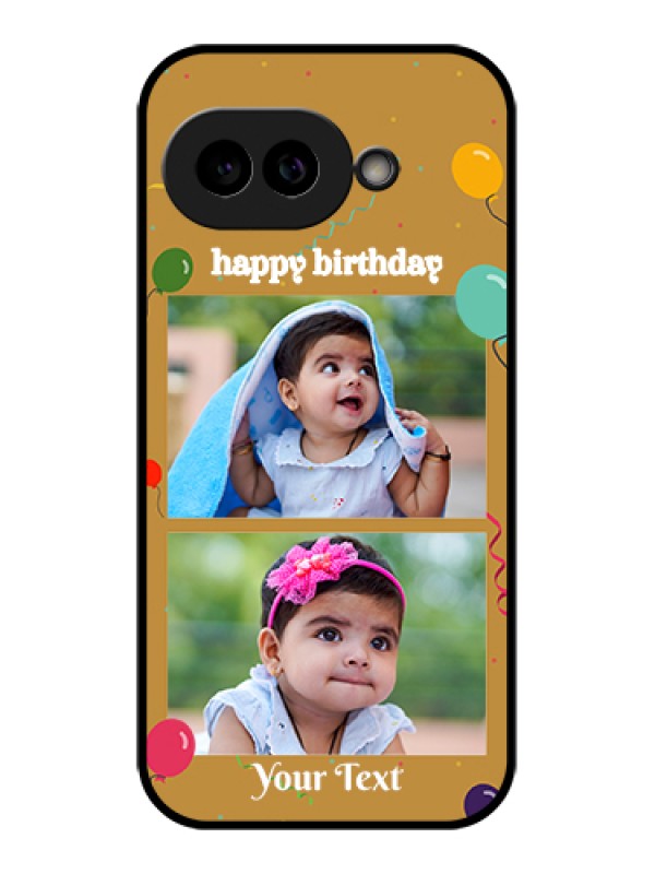 Custom Pixel 9A 5G Custom Glass Phone Case - Image Holder With Birthday Celebrations Design