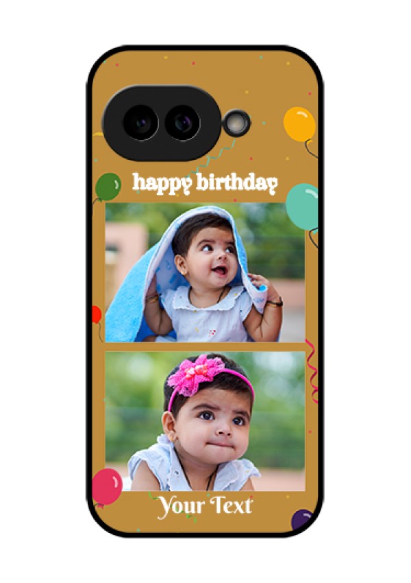 Pixel 9A 5G Custom Glass Phone Case - Image Holder With Birthday Celebrations Design