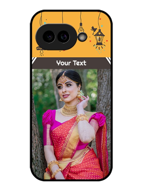 Custom Pixel 9A 5G Custom Glass Phone Case - With Family Picture And Icons