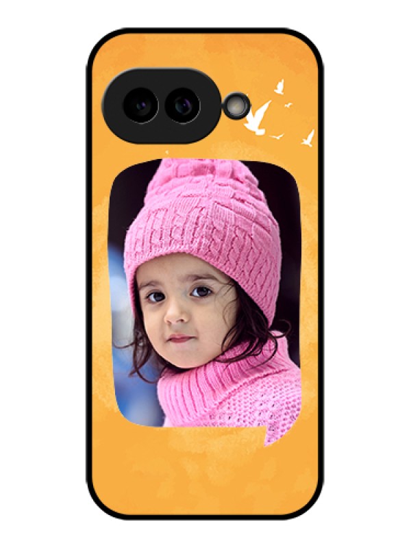 Custom Pixel 9A 5G Custom Glass Phone Case - Water Color Design With Bird Icons