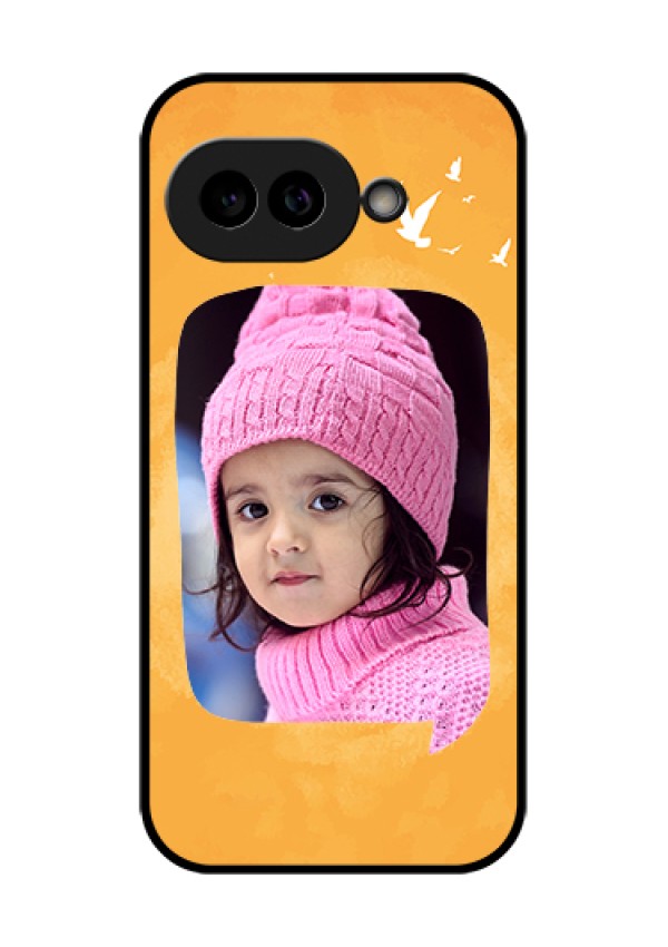 Pixel 9A 5G Custom Glass Phone Case - Water Color Design With Bird Icons