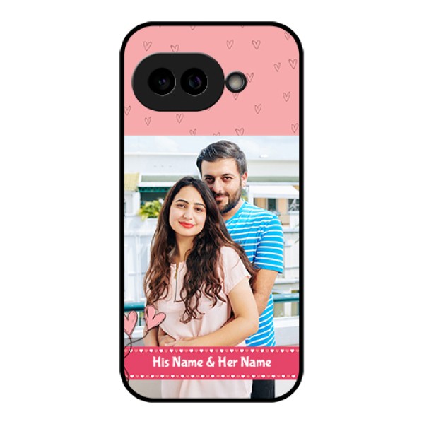 Pixel 9A 5G Custom Glass Phone Case - Love Design Peach Color