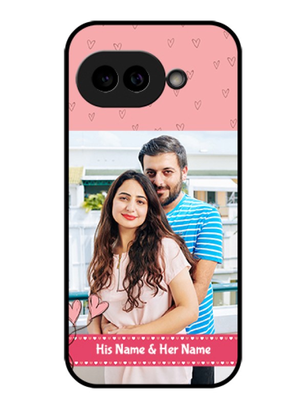 Custom Pixel 9A 5G Custom Glass Phone Case - Love Design Peach Color