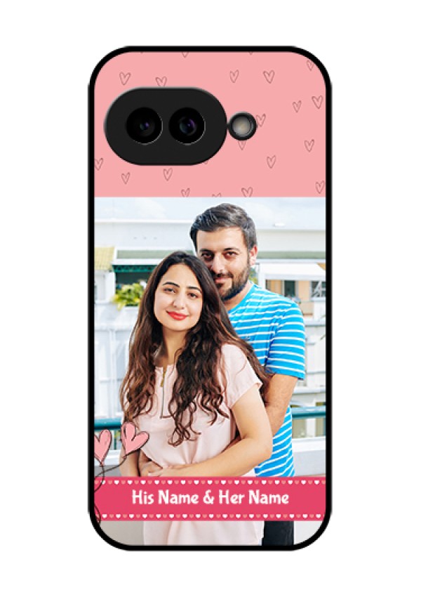 Pixel 9A 5G Custom Glass Phone Case - Love Design Peach Color