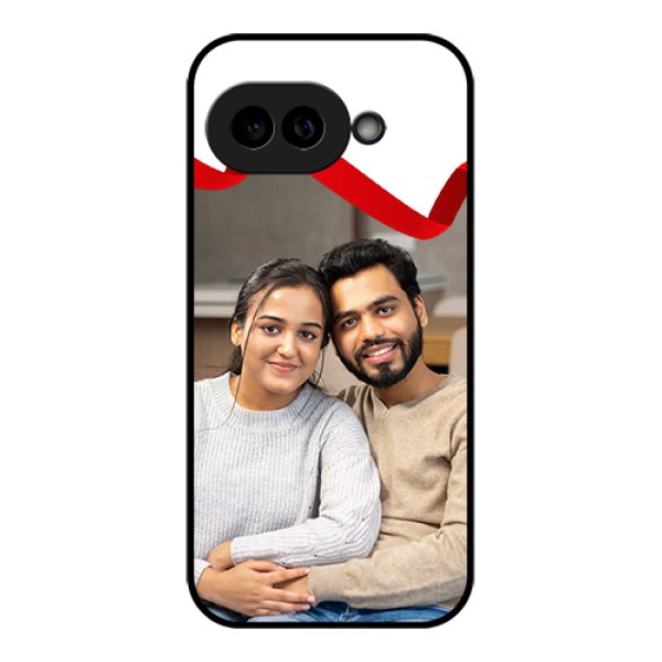 Pixel 9A 5G Custom Glass Phone Case - Red Ribbon Frame Design