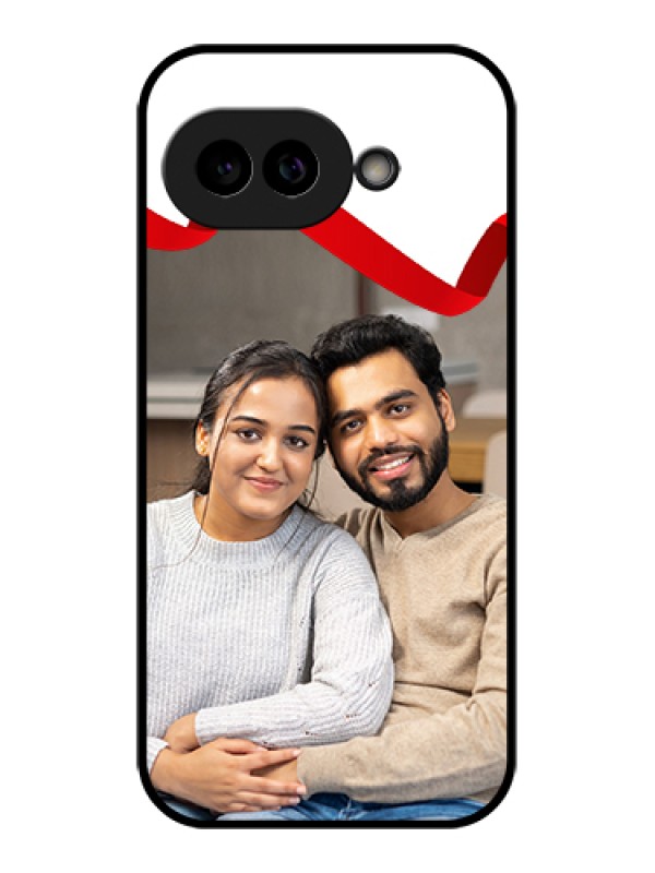 Custom Pixel 9A 5G Custom Glass Phone Case - Red Ribbon Frame Design