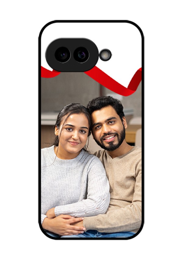 Pixel 9A 5G Custom Glass Phone Case - Red Ribbon Frame Design