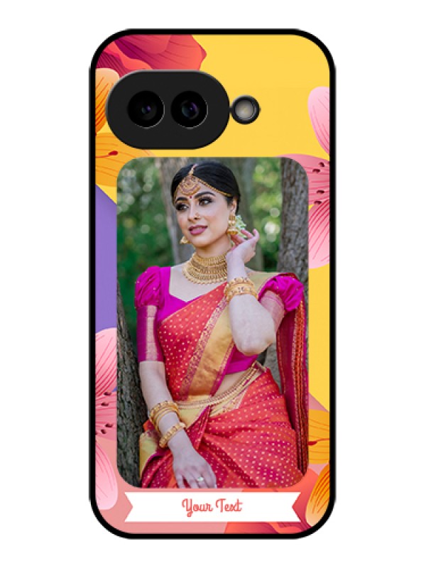 Custom Pixel 9A 5G Custom Glass Phone Case - 3 Image With Vintage Floral Design