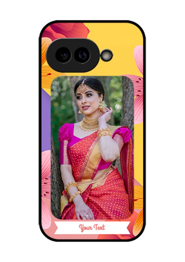 Pixel 9A 5G Custom Glass Phone Case - 3 Image With Vintage Floral Design