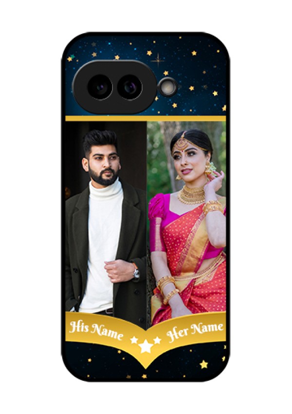 Pixel 9A 5G Custom Glass Phone Case - Galaxy Stars Backdrop Design