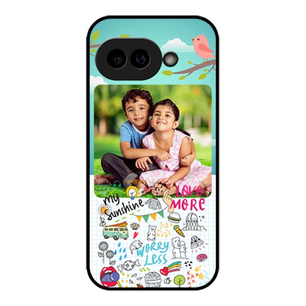Pixel 9A 5G Custom Glass Phone Case - Doodle Love Design