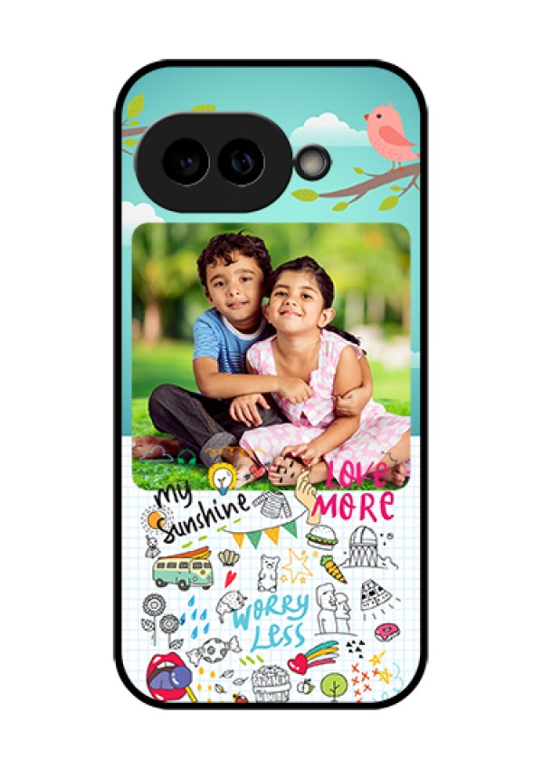 Pixel 9A 5G Custom Glass Phone Case - Doodle Love Design