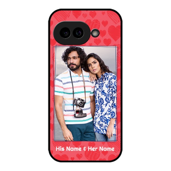 Pixel 9A 5G Custom Glass Phone Case - With Red Heart Symbols Design