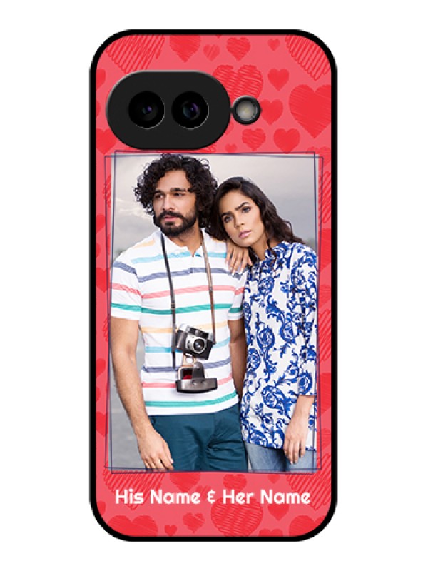 Custom Pixel 9A 5G Custom Glass Phone Case - With Red Heart Symbols Design