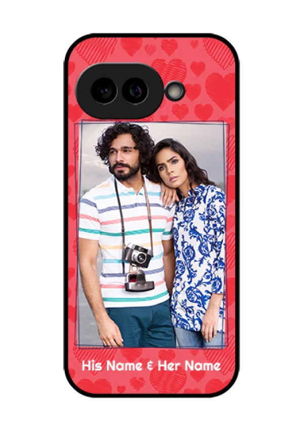 Pixel 9A 5G Custom Glass Phone Case - With Red Heart Symbols Design