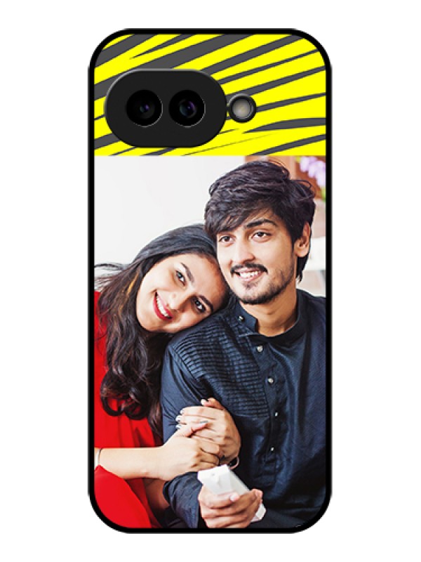 Custom Pixel 9A 5G Custom Glass Phone Case - Yellow Abstract Design