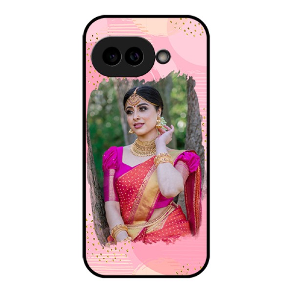 Pixel 9A 5G Custom Glass Phone Case - Gold Glitter Splash Design