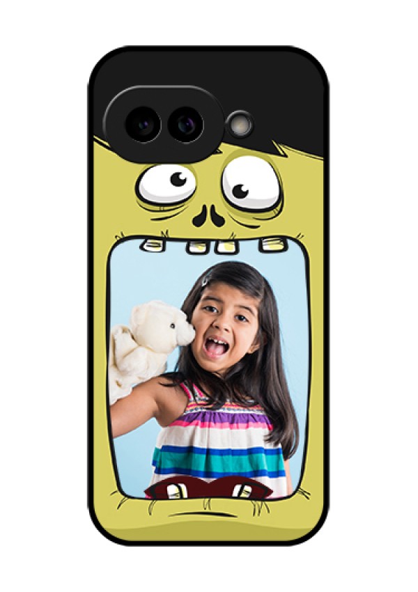 Pixel 9A 5G Custom Glass Phone Case - Cartoon Monster Back Case Design