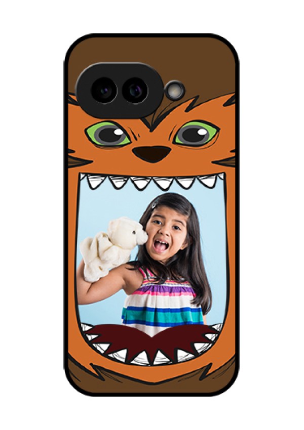 Pixel 9A 5G Custom Glass Phone Case - Owl Monster Back Case Design