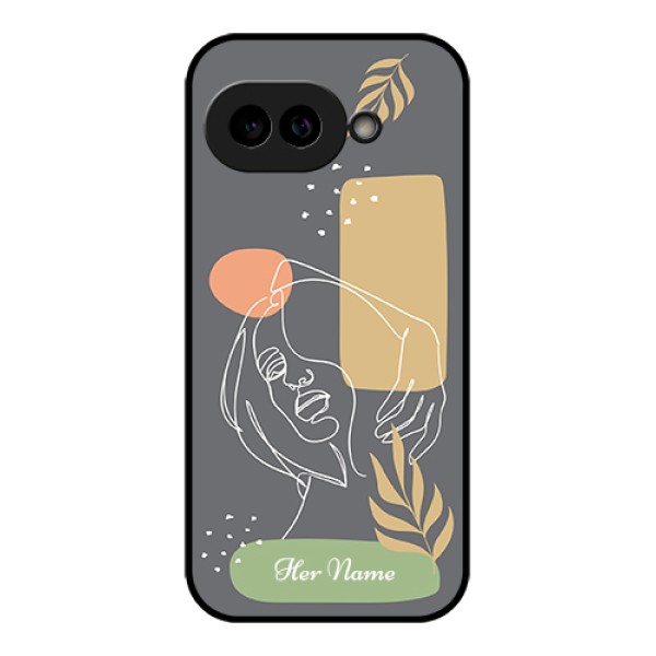 Pixel 9A 5G Custom Glass Phone Case - Gazing Woman Line Art Design