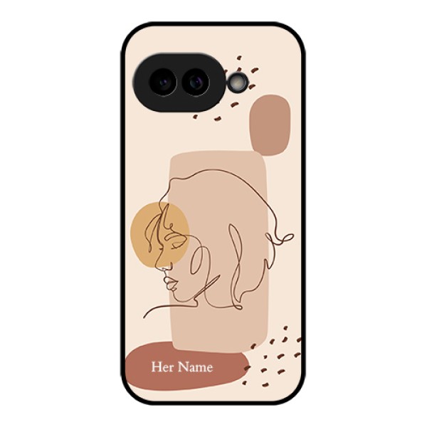 Pixel 9A 5G Custom Glass Phone Case - Calm Woman Line Art Design